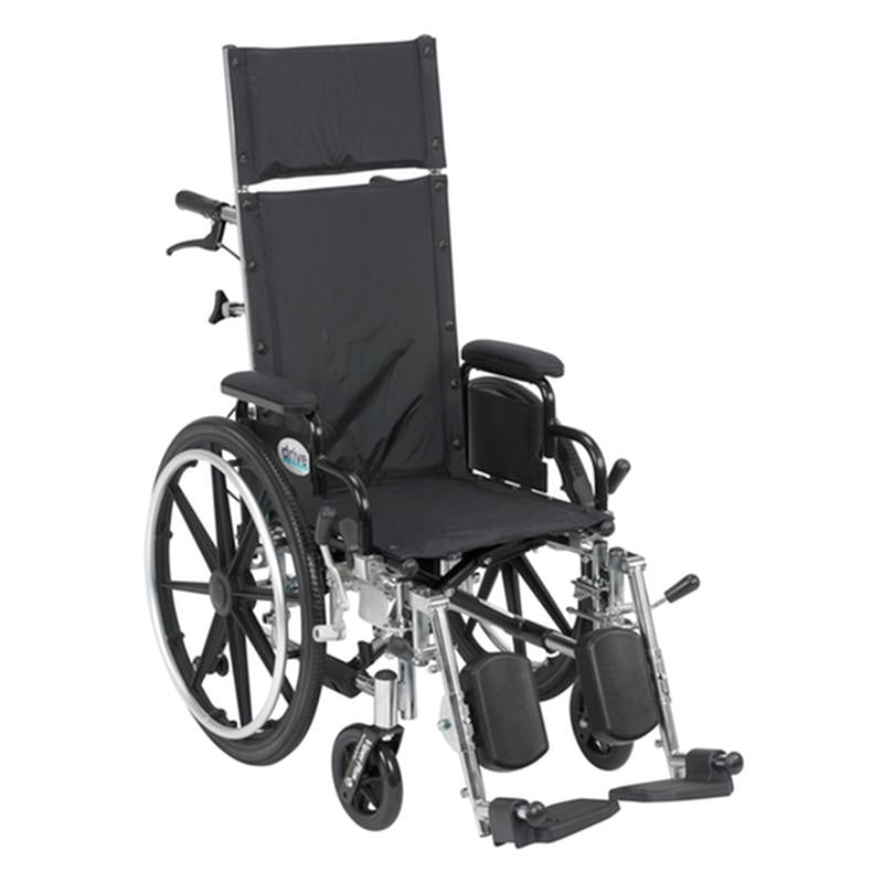 Viper Plus Light Weight Reclining Wheelchair with Elevating Leg Rests and Flip Back Detachable Arms, 14" Seat - 1 Each