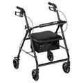 Rollator Rolling Walker with 6" Wheels, Fold Up Removable Back Support and Padded Seat, Black - 1 Each