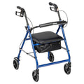 Rollator Rolling Walker with 6" Wheels, Fold Up Removable Back Support and Padded Seat, Blue - 1 Each