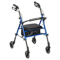 Adjustable Height Rollator Rolling Walker with 6" Wheels, Blue - 1 Each