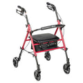 Adjustable Height Rollator Rolling Walker with 6" Wheels, Red - 1 Each