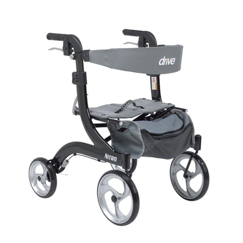 Nitro Euro Style Rollator Rolling Walker, Hemi Height, Black - 1 Each