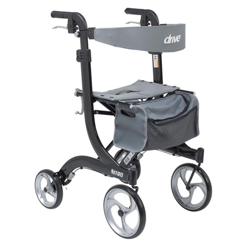 Nitro Euro Style Rollator Rolling Walker, Tall, Black - 1 Each
