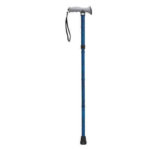 Adjustable Lightweight Folding Cane with Gel Hand Grip, Blue Crackle - 1 Each