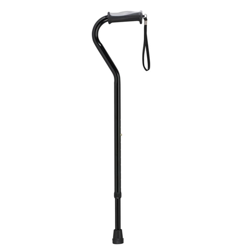 Adjustable Height Offset Handle Cane with Gel Hand Grip, Black - 1 Each
