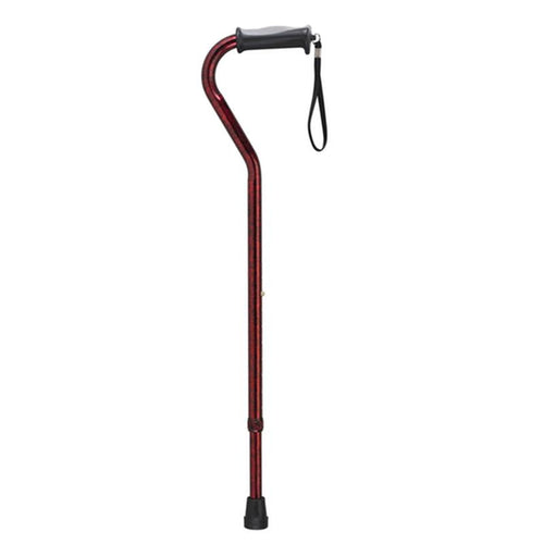 Adjustable Height Offset Handle Cane with Gel Hand Grip, Red Crackle - 1 Each