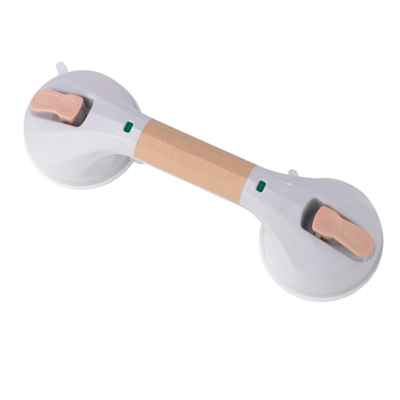 Suction Cup Grab Bar, 12", White and Beige - 1 Each