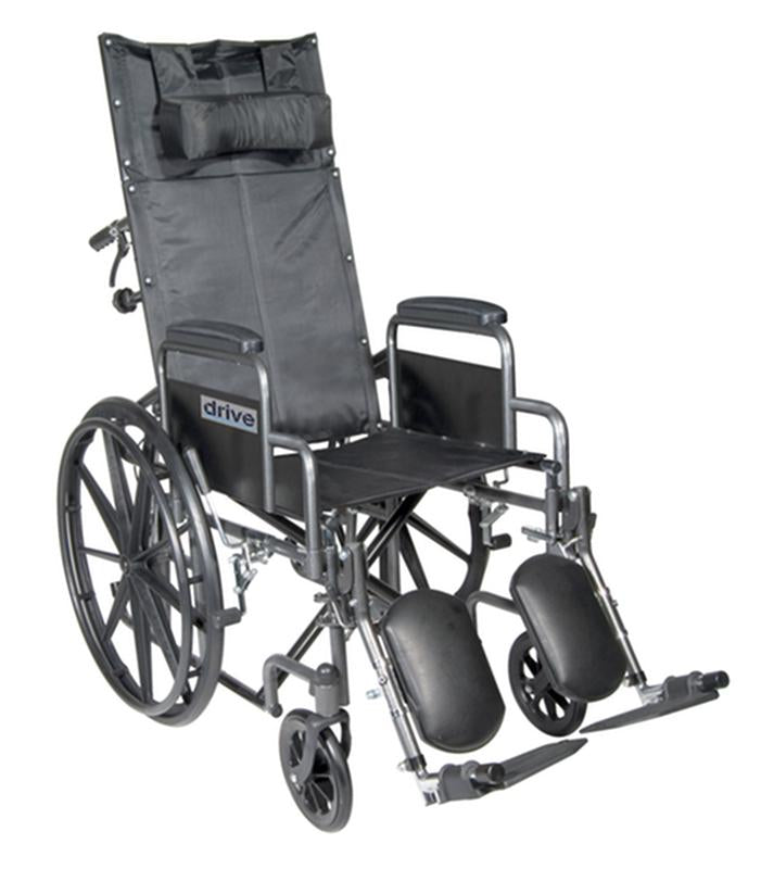 Silver Sport Reclining Wheelchair with Elevating Leg Rests, Detachable Desk Arms, 20" Seat - 1 Each