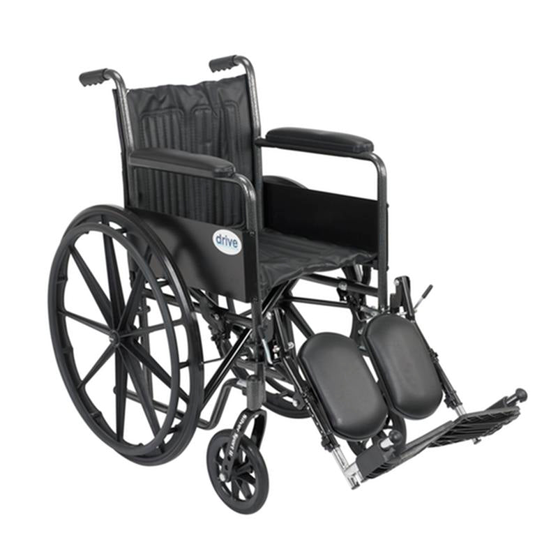 Silver Sport 2 Wheelchair, Non Removable Fixed Arms, Elevating Leg Rests, 18" Seat - 1 Each