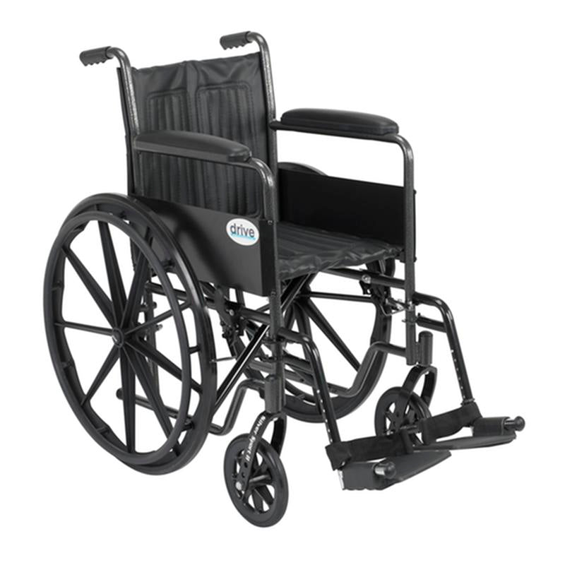 Silver Sport 2 Wheelchair, Non Removable Fixed Arms, Swing away Footrests, 18" Seat - 1 Each