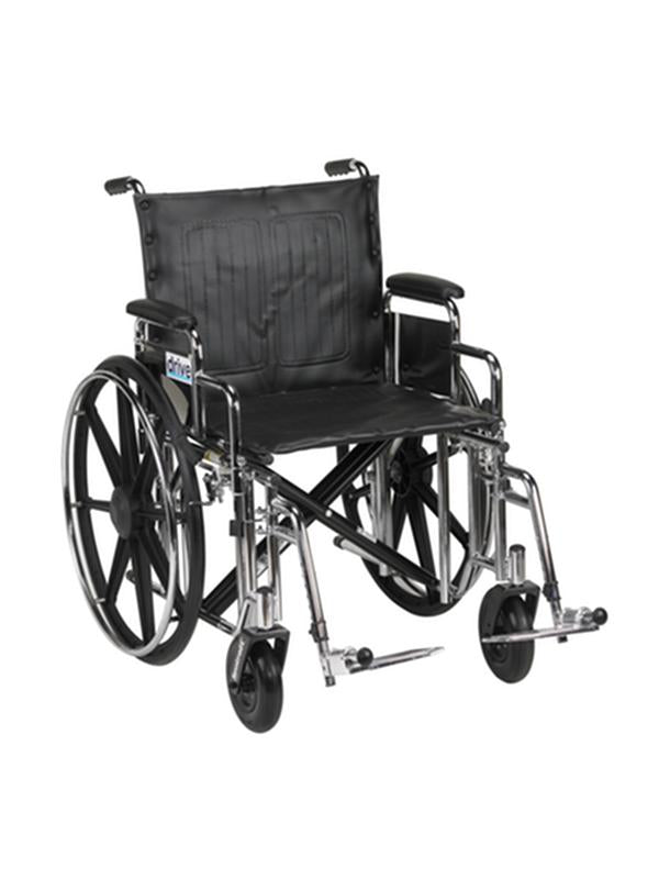 Sentra Extra Heavy Duty Wheelchair, Detachable Desk Arms, Swing away Footrests, 20" Seat - 1 Each