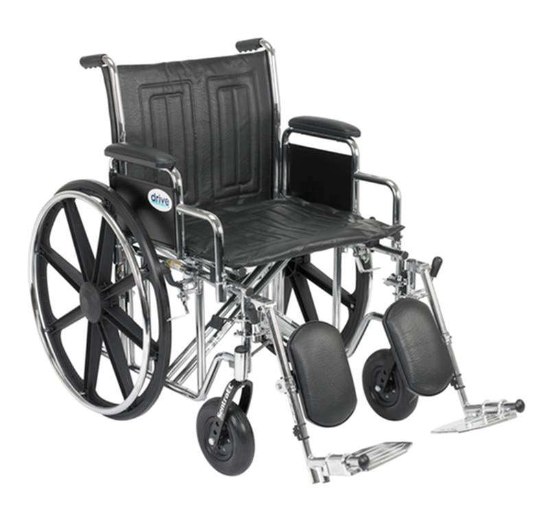 Sentra EC Heavy Duty Wheelchair, Detachable Desk Arms, Elevating Leg Rests, 20" Seat - 1 Each
