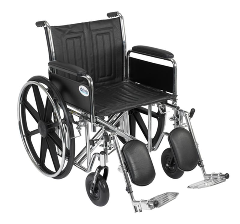 Sentra EC Heavy Duty Wheelchair, Detachable Full Arms, Elevating Leg Rests, 20" Seat - 1 Each
