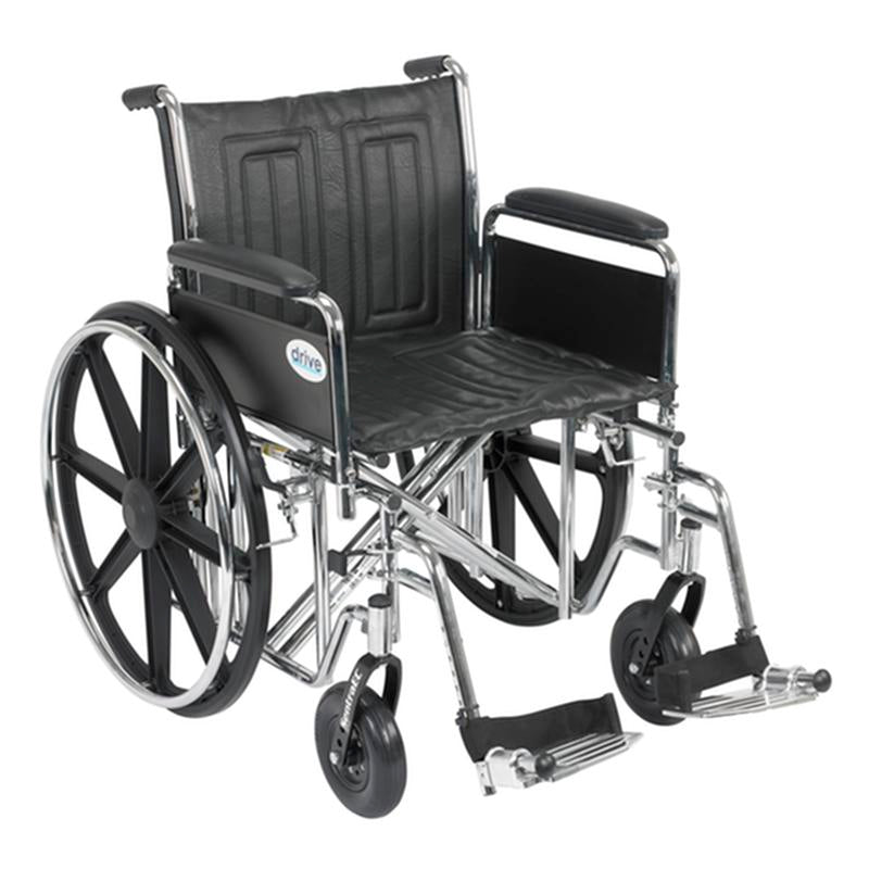 Sentra EC Heavy Duty Wheelchair, Detachable Full Arms, Swing away Footrests, 20" Seat - 1 Each
