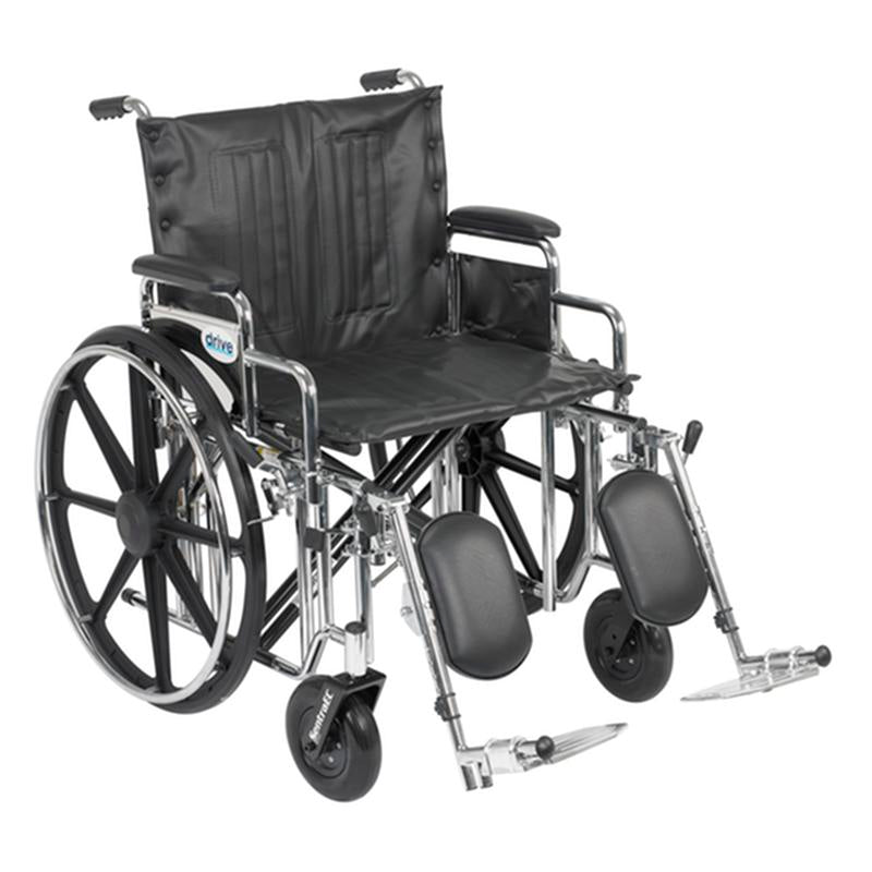 Sentra Extra Heavy Duty Wheelchair, Detachable Desk Arms, Elevating Leg Rests, 22" Seat - 1 Each