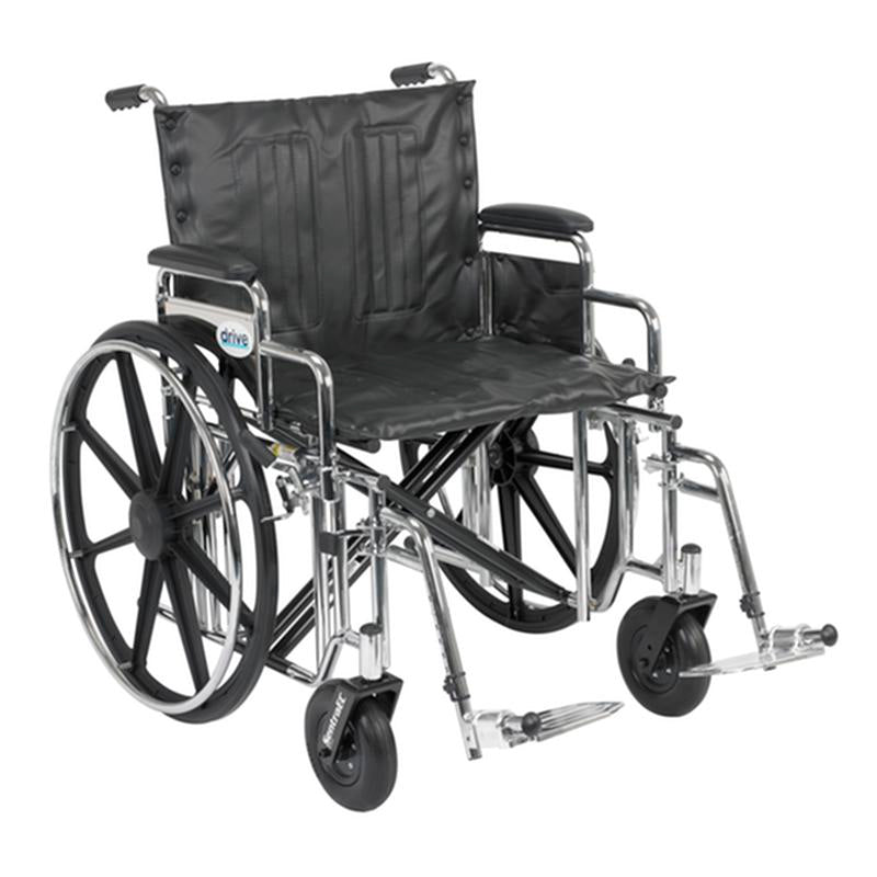 Sentra Extra Heavy Duty Wheelchair, Detachable Desk Arms, Swing away Footrests, 22" Seat - 1 Each