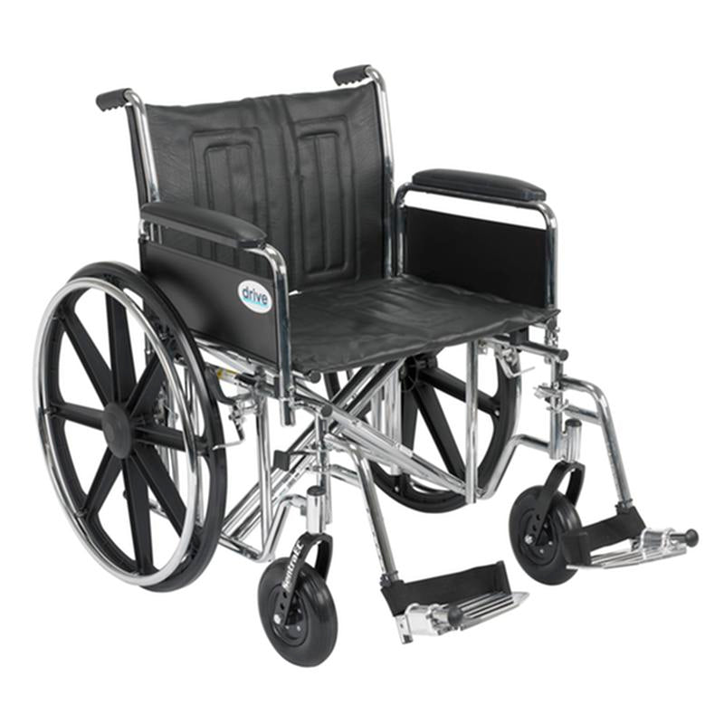 Sentra EC Heavy Duty Wheelchair, Detachable Full Arms, Swing away Footrests, 22" Seat - 1 Each