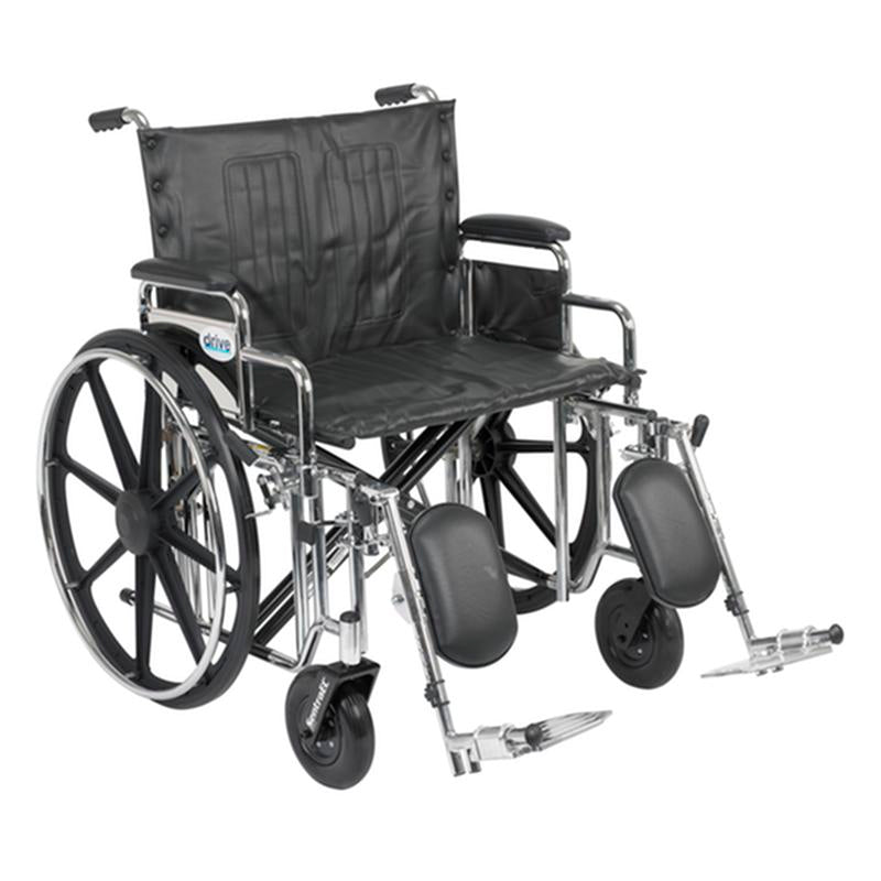 Sentra Extra Heavy Duty Wheelchair, Detachable Desk Arms, Elevating Leg Rests, 24"Seat - 1 Each