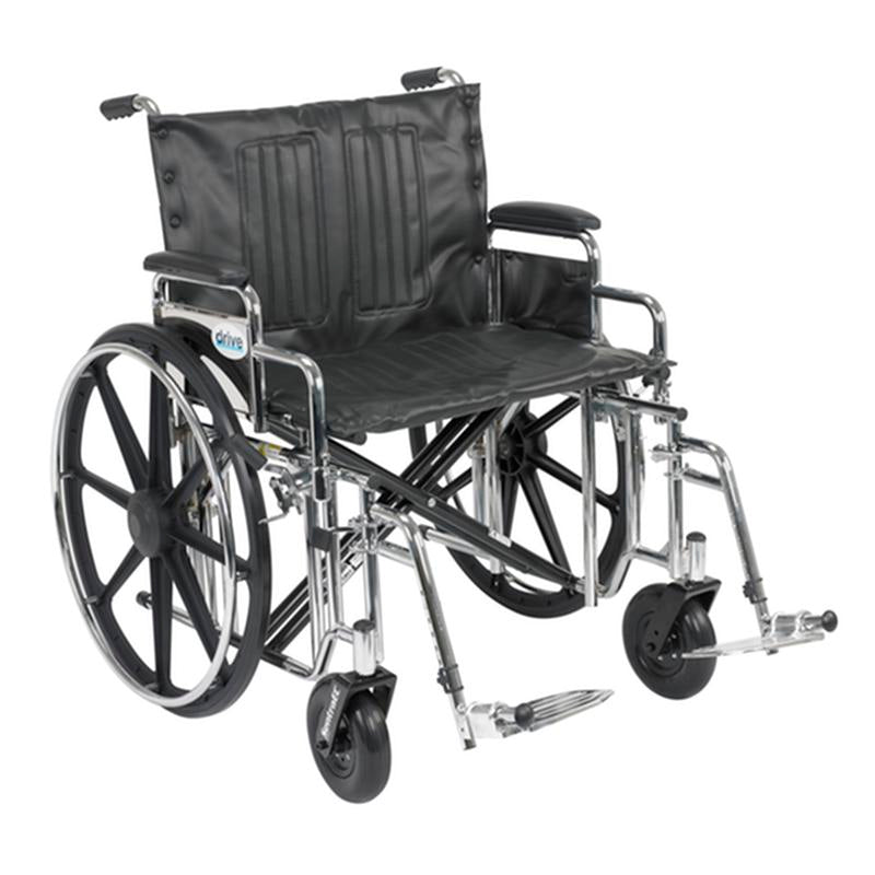Sentra Extra Heavy Duty Wheelchair, Detachable Desk Arms, Swing away Footrests, 24" Seat - 1 Each