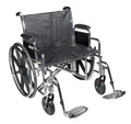 Sentra EC Heavy Duty Wheelchair, Detachable Full Arms, Swing away Footrests, 24" Seat - 1 Each