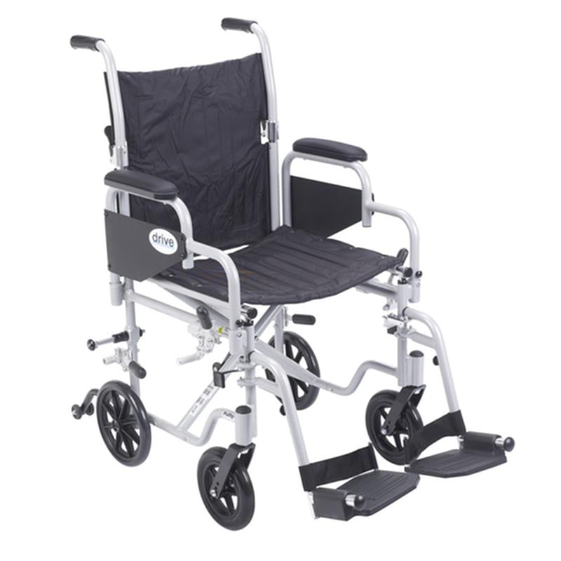 Poly Fly Light Weight Transport Chair Wheelchair with Swing away Footrests, 18" Seat - 1 Each