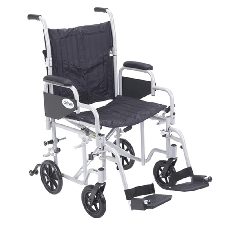 Poly Fly Light Weight Transport Chair Wheelchair with Swing away Footrests, 20" Seat - 1 Each