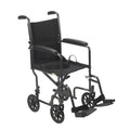 EA/1 Lightweight Steel Transport Wheelchair, Fixed Full Arms, 19" Seat