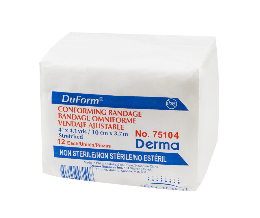 PK/12 DUFORM CONFORMING STRETCH BANDAGE, SIZE 4IN X 4.1Y, NON-STERILE