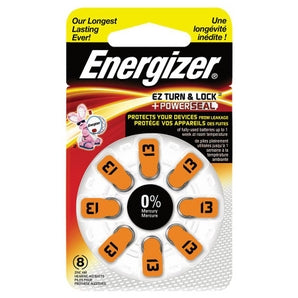 PKG/8 ENERGIZER HEARING AID BATTERY SIZE 13 ZINC AIR