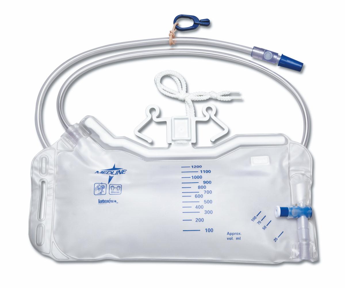 EA/1 URINARY DRAINAGE BAG, 1200ML, LATEX FREE.