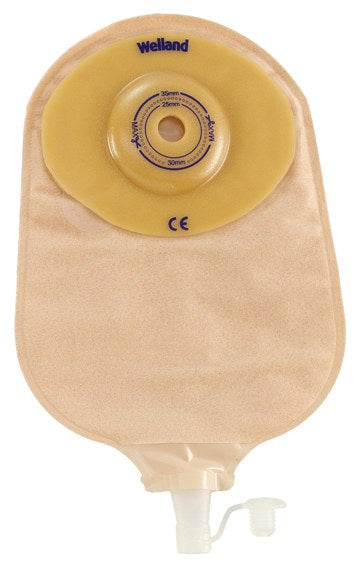 Premier One-Piece Urostomy Pouch, Pre-Cut Stoma Opening up to 1" (25mm), Beige 9" (23cm) - Box of 5
