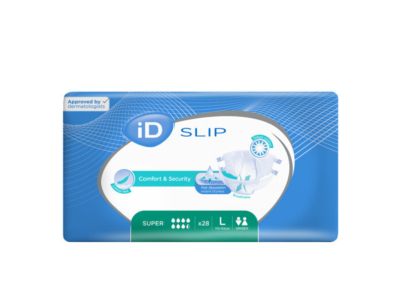 CS/3 (28/PKG) ID SLIP SUPER, LARGE, (45"-61"), 3800 ML ABSORBENCY.