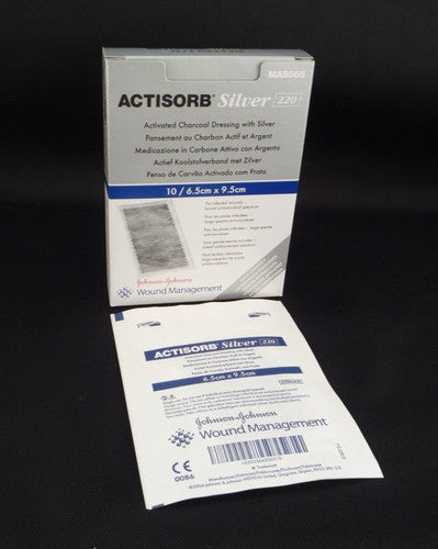 (CS5) BX/10 ACTISORB® SILVER 220 ACTIVATED CHARCOAL DRESSING WITH SILVER 6.5CM X 9.5CM