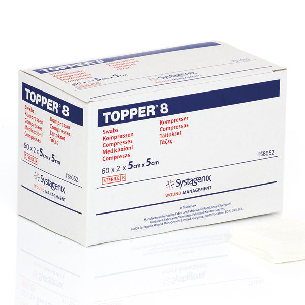 (CS24) BX/120 TOPPER® 8 SWABS (4 PLY, STERILE) 5CM X 5CM