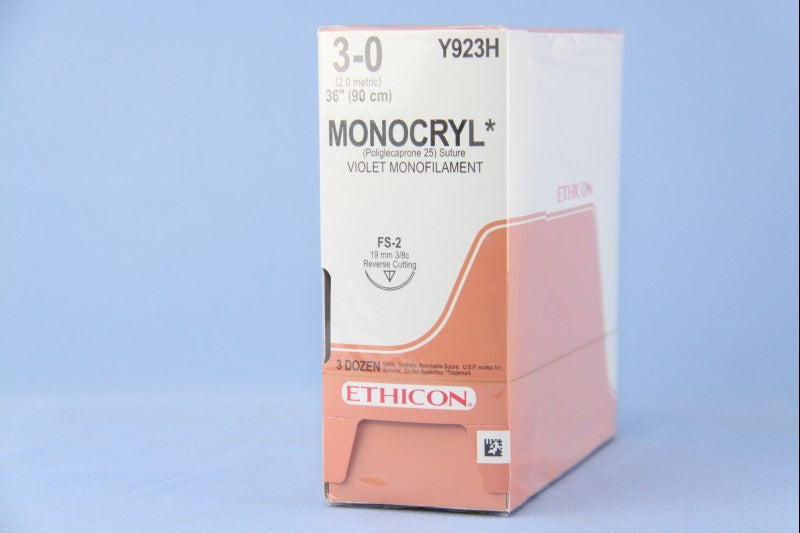CS/36 SUTURE ETHICON MONOCRYL VIOLET SIZE 3 27IN, MONO CUTICULAR FS-2