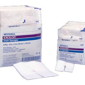 BX/25  KENDALL EXCILON DRAIN, TRACHEOTOMY SPONGE, 6-PLY 4X4