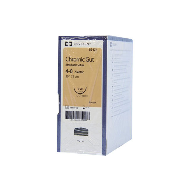 BX/36 SUTURE WITH NEEDLE, ABSORBABLE CHROMIC GUT SIZE 2-0, 30" SUTURE, C-13