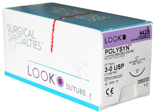 BX 12 SUTURE 3-0 POLYGLYCOLIC ACID 27" W/C7 NEEDLE.