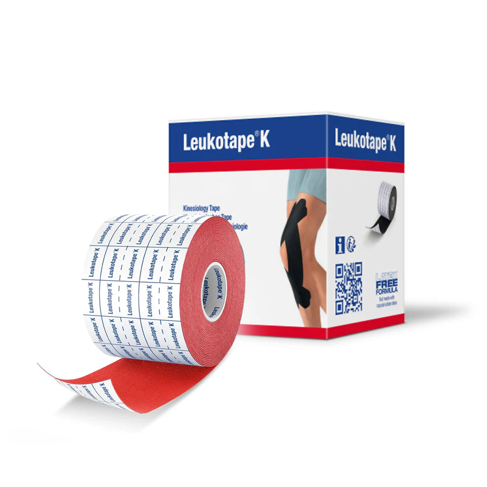Leukotape K - Elastic Adhesive Tape, 2.5cm x 5m, Red - 1 Box
