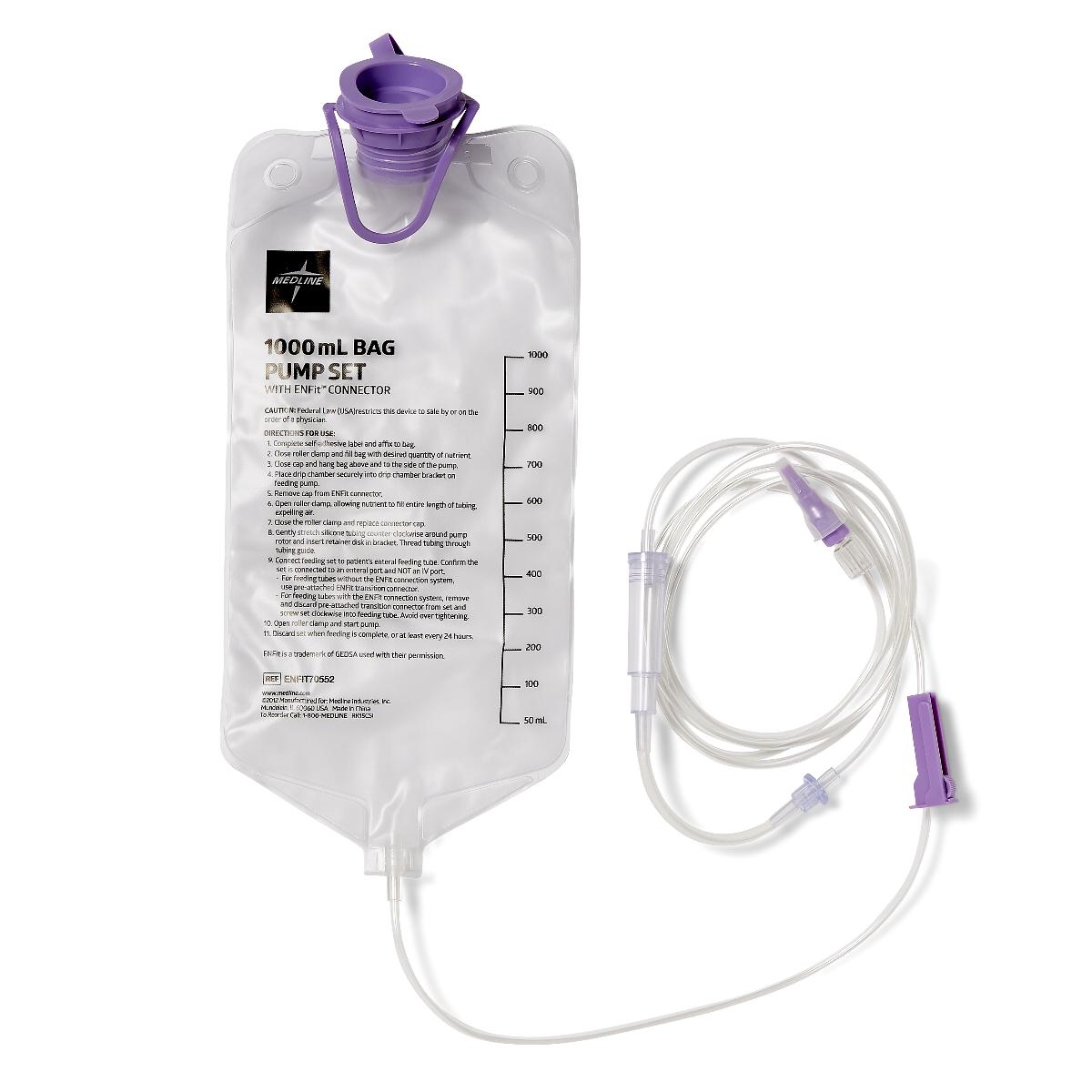 CS/30 ENTRAFLO PUMP FEEDING SET W/ 1000ML BAG & ATTACHED ENFIT TUBE CONNECTOR