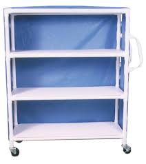 EA/1 PVC THREE SHELF LINEN CART, BLUE.