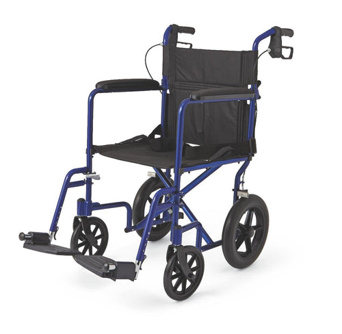 EA/1 ALUMINIUM TRANSPORT CHAIR WITH 12" WHEELS , BLUE