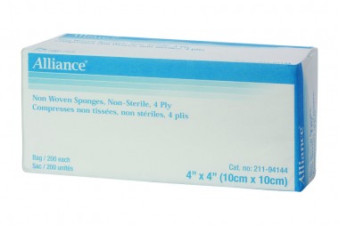 PK/200 NON-WOVEN GAUZE SPONGES 4IN x 4IN, 4PLY, NON-STERILE