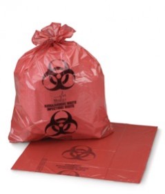 CS/250 BIO-HAZARD GARBAGE BAG, RED, 24 X 32"
