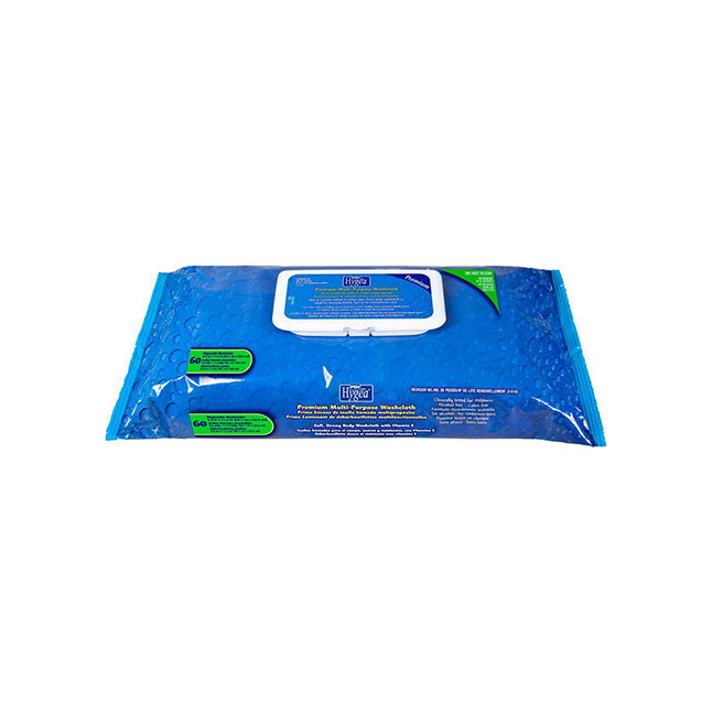 PKG/60 WASHCLOTH CLEANSING HYGEA 9.5 X 11.5