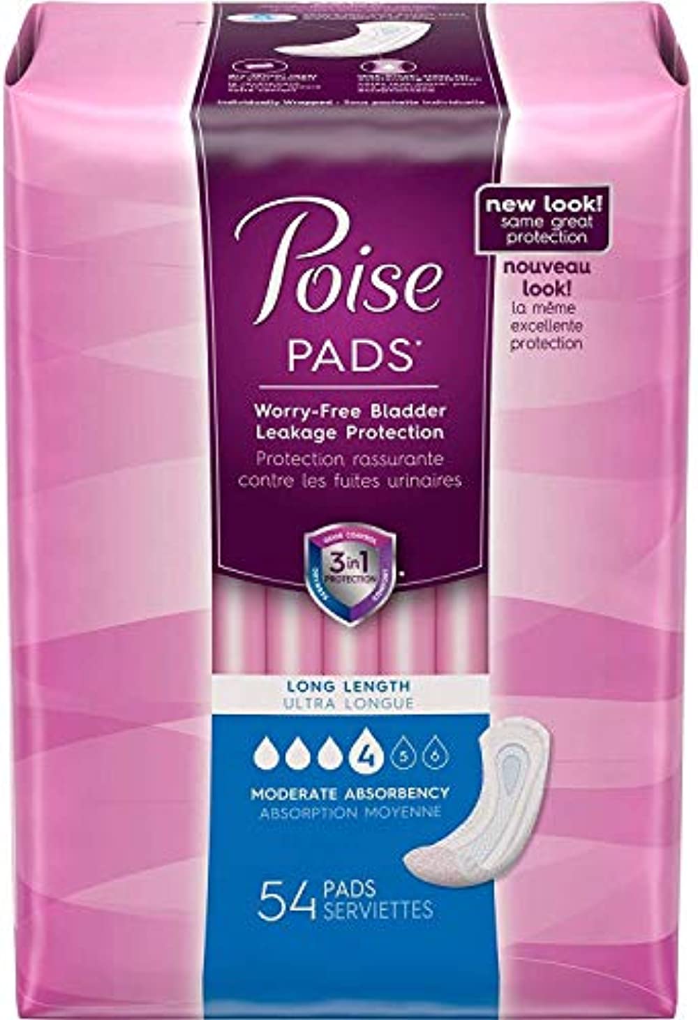 POISE ORIGINAL MODERATE LONG NON-WINGED PADS CONVENIENCE