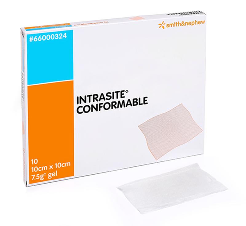 BX/10 INTRASITE CONFORMABLE HYDROGEL DRESSING, SIZE 10CM X 10CM