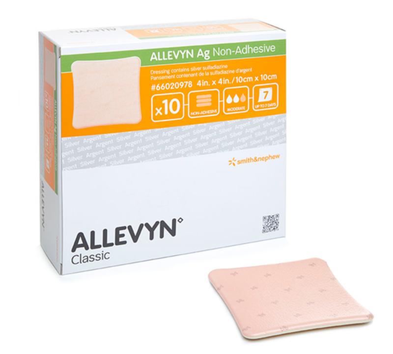 BX/10 ALLEVYN AG NON-ADHESIVE DRESSING, SIZE 10CM X 10CM