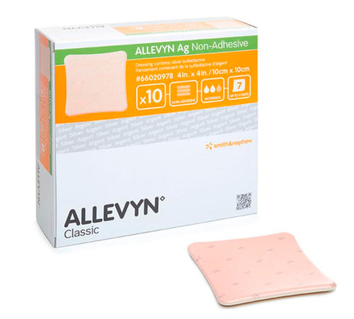 BX/10 ALLEVYN AG NON-ADHESIVE DRESSING, SIZE 10CM X 10CM
