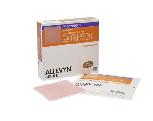 BX/10 ALLEVYN GENTLE ADHESIVE FOAM DRESSING 5CMx5CM SENSITIVE SKIN LATEX-FREE